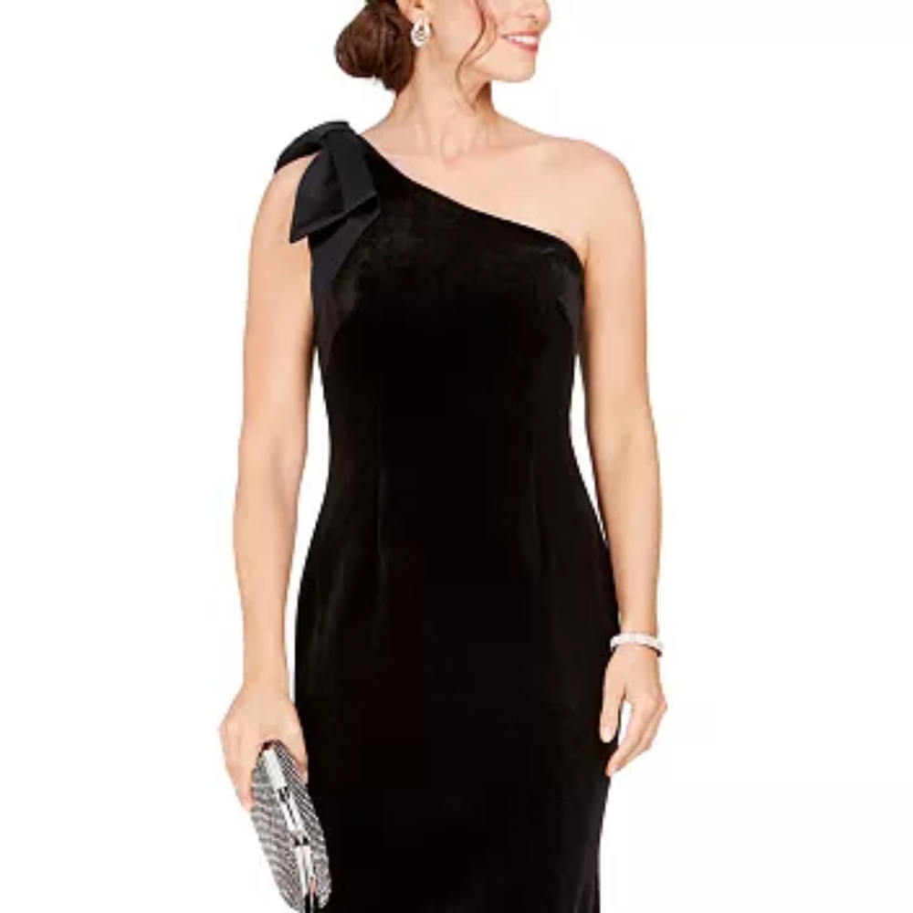 Size 12 Aqua dress midi velvet one shoulder dress.